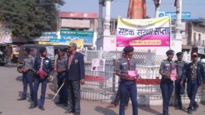 सड़क सुरक्षा सप्ताह को लेकर की गई रूट मार्च